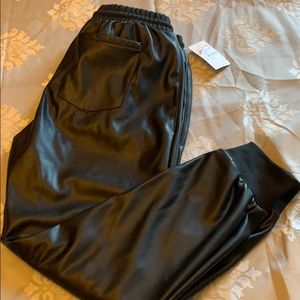 Faux leather joggers